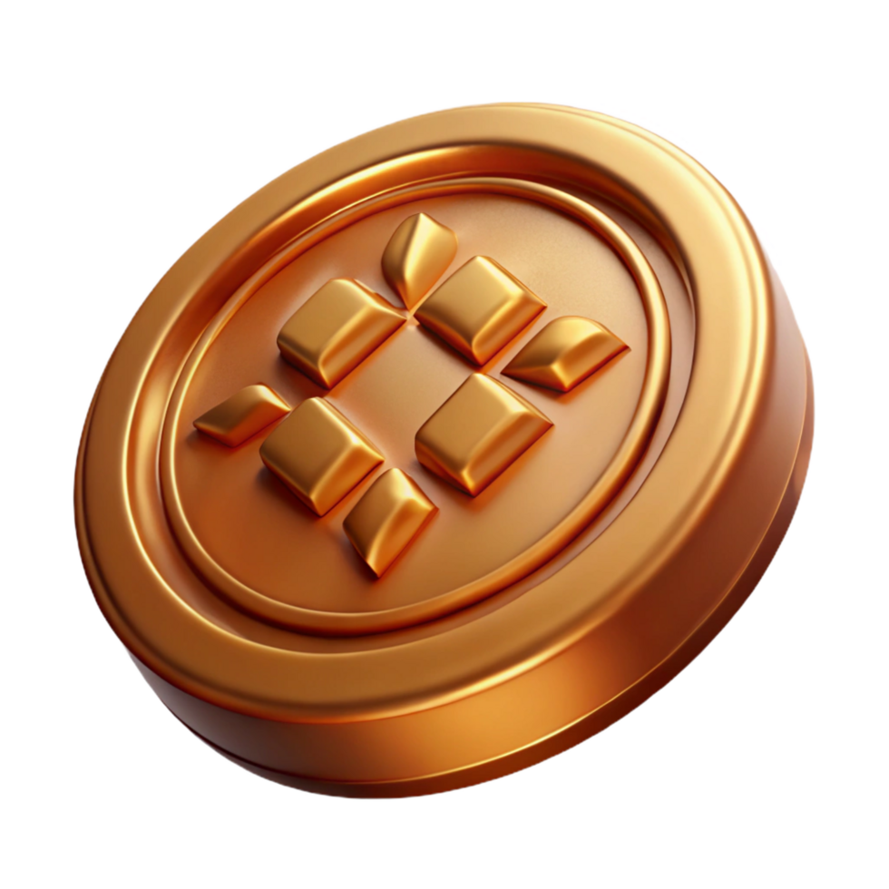 vibrant minimalist A single, ancient coin with indecipherable markings premium png