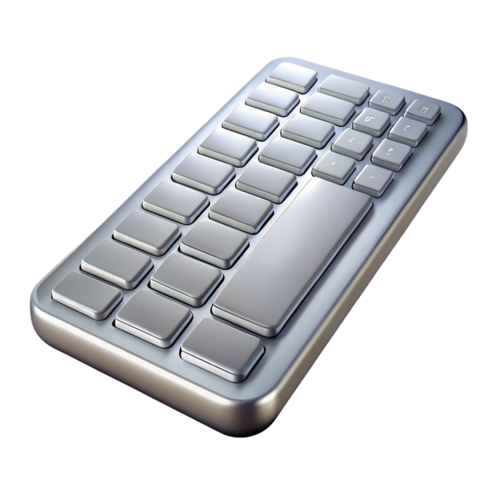 magnificent minimalist A wireless keyboard, slim and silver 4K png