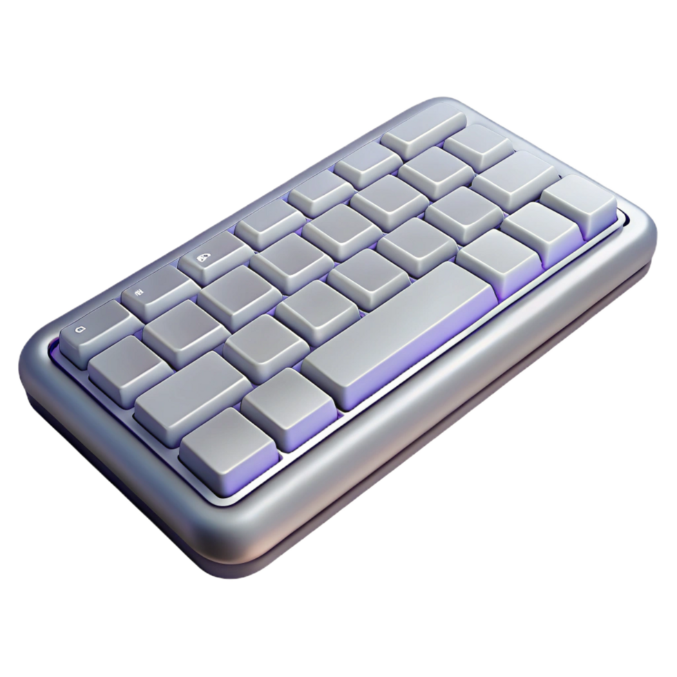 vibrant modern A wireless keyboard, slim and silver exclusive png