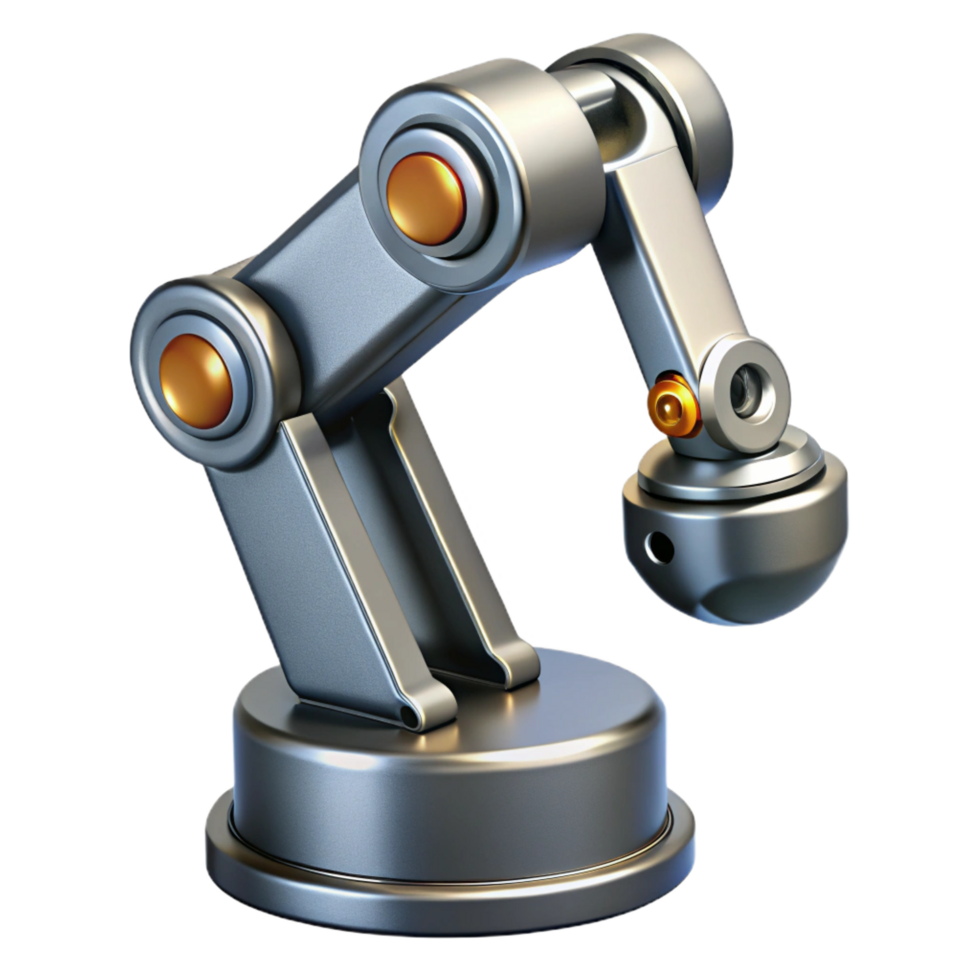 magnificent modern A single robotic arm, metallic and articulated original png