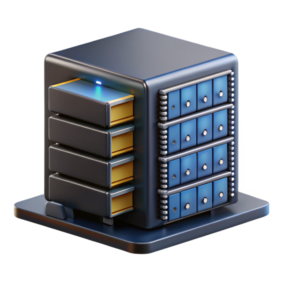 magnificent classic A server rack, black and filled with components professional png