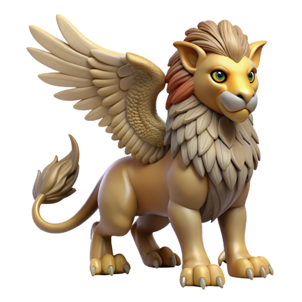 wonderful abstract Griffin, mythical creature, eagle head and wings, lion body, premium png
