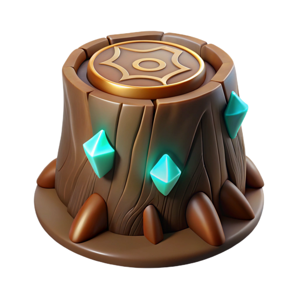 magnificent abstract A single, stylized tree stump, with glowing runes authentic png