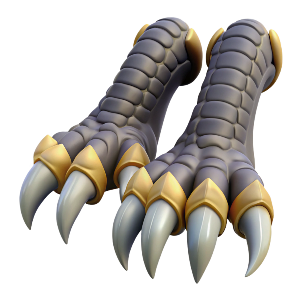 dramatic contemporary A pair of clawed dragon feet, scales and talons 4K png