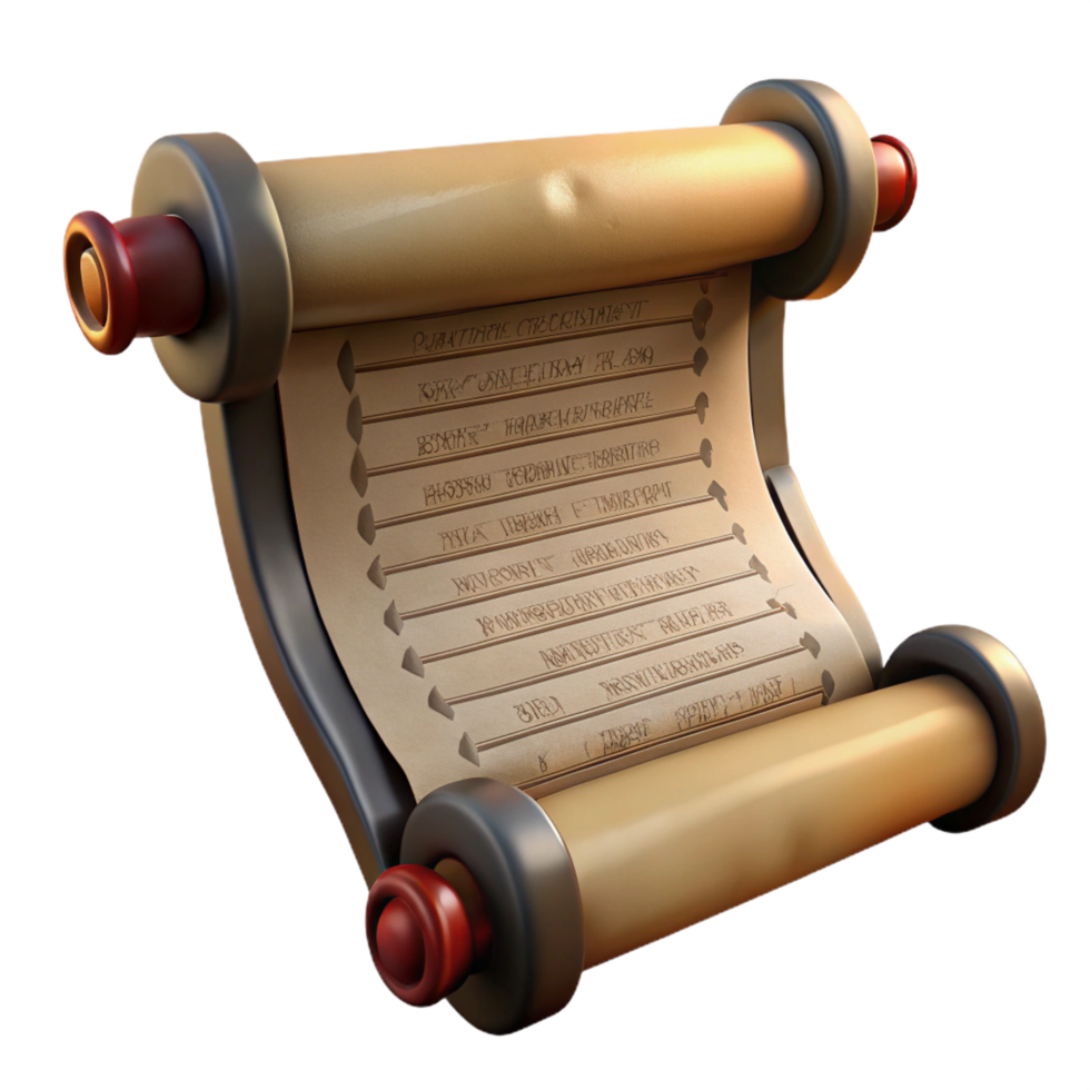 extraordinary vintage An ancient, weathered scroll with cryptic writing, 4K png