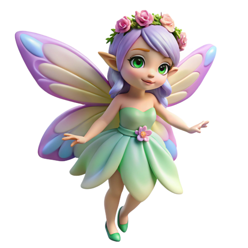 serene minimalist A delicate fairy, with iridescent wings and a flower crown exclusive png