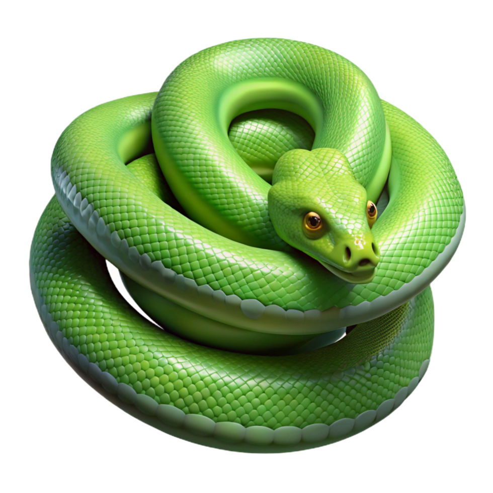 impressive classic A slithering green tree python, coiled, 4K png