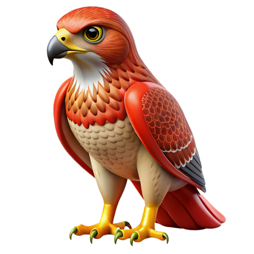serene artistic A perched red-tailed hawk, wings folded, genuine png