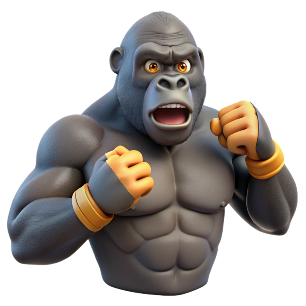 impressive rustic A gorilla, beating chest, exclusive png