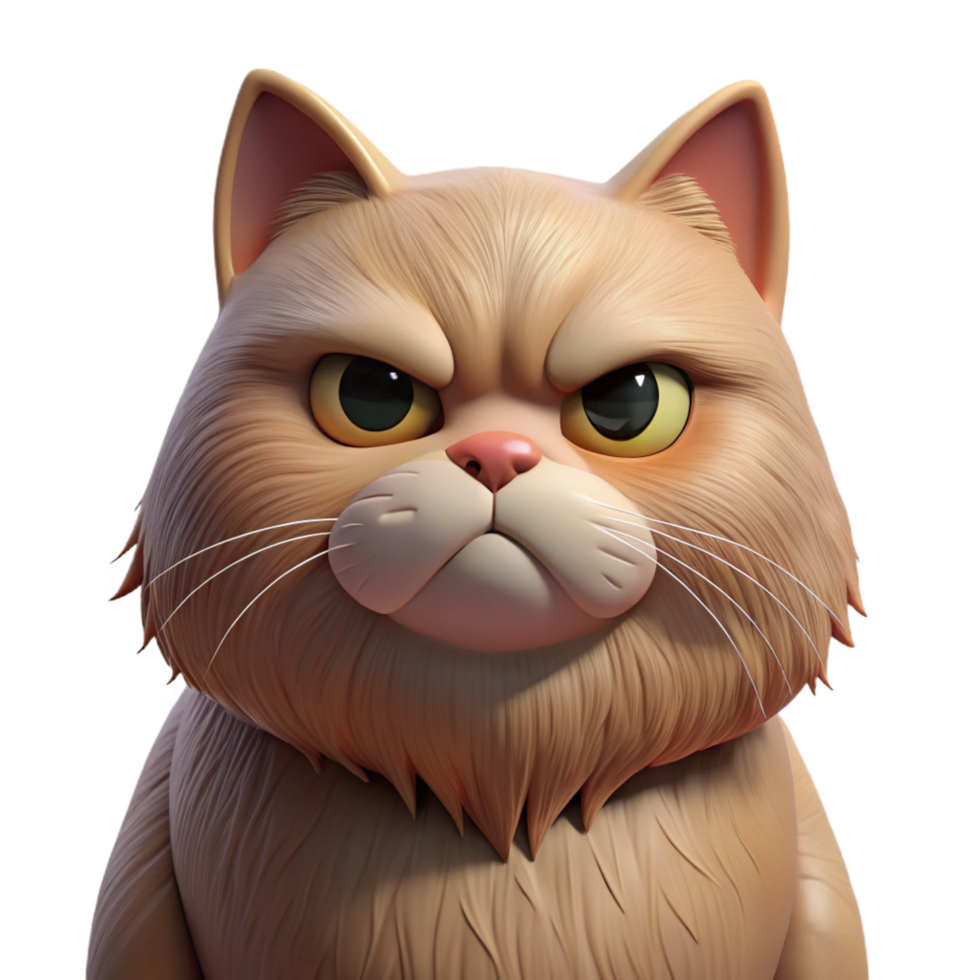 impressive contemporary A grumpy Persian cat with a flat face high quality png