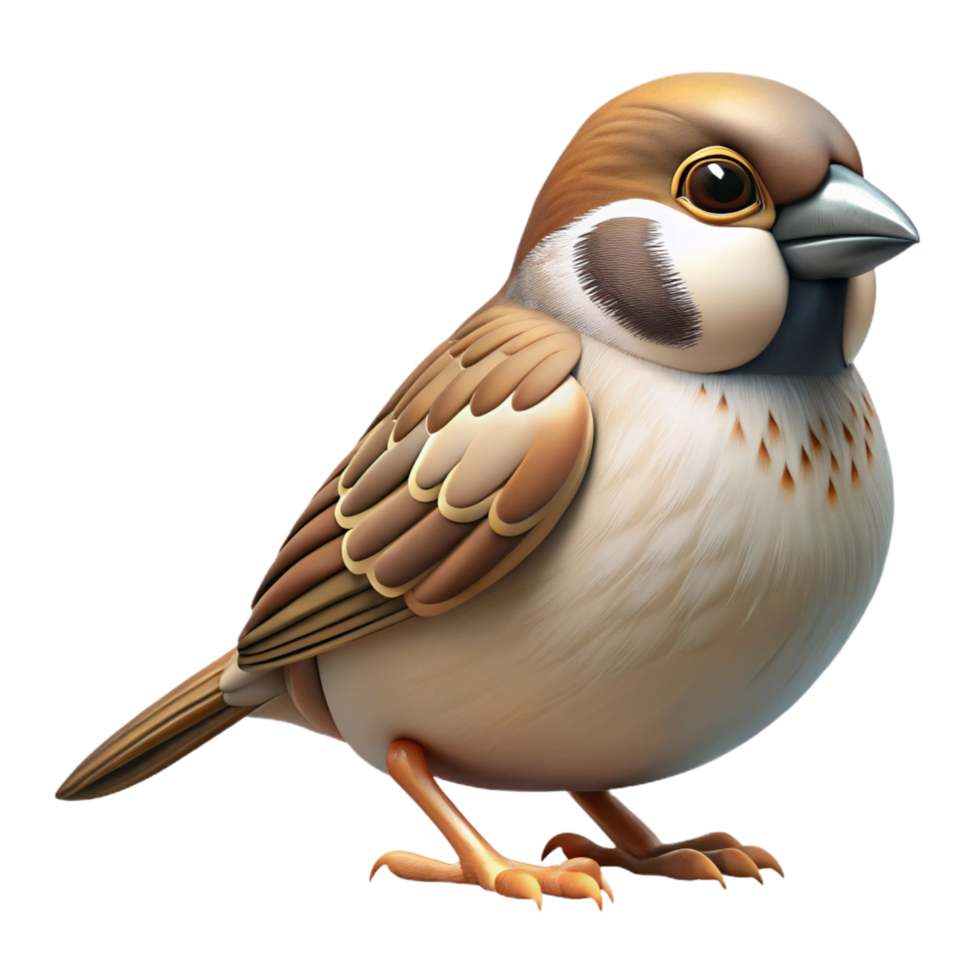 serene minimalist A chirping sparrow, detailed png