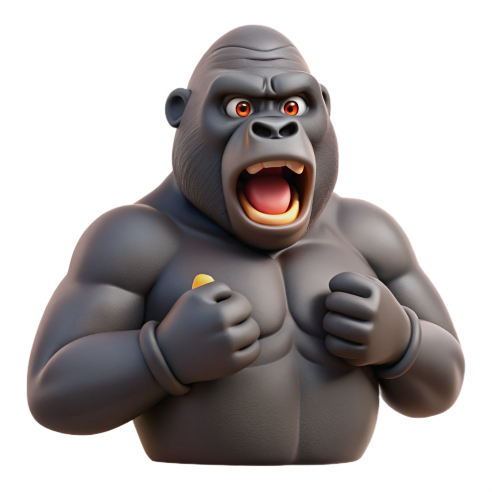 elegant artistic A gorilla beating its chest, authentic png