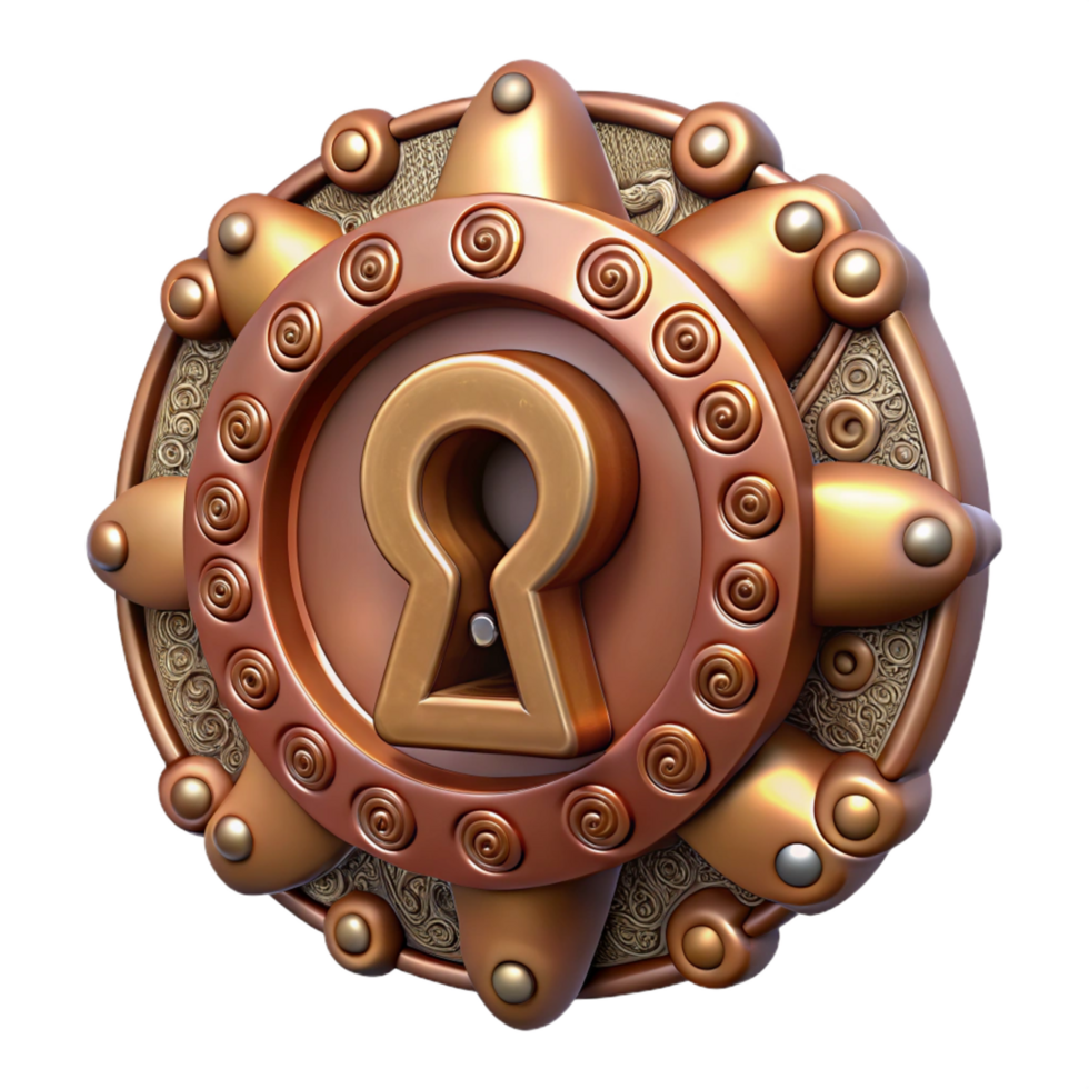 vibrant classic Steampunk keyhole with intricate carvings and a hidden mechanism premium png