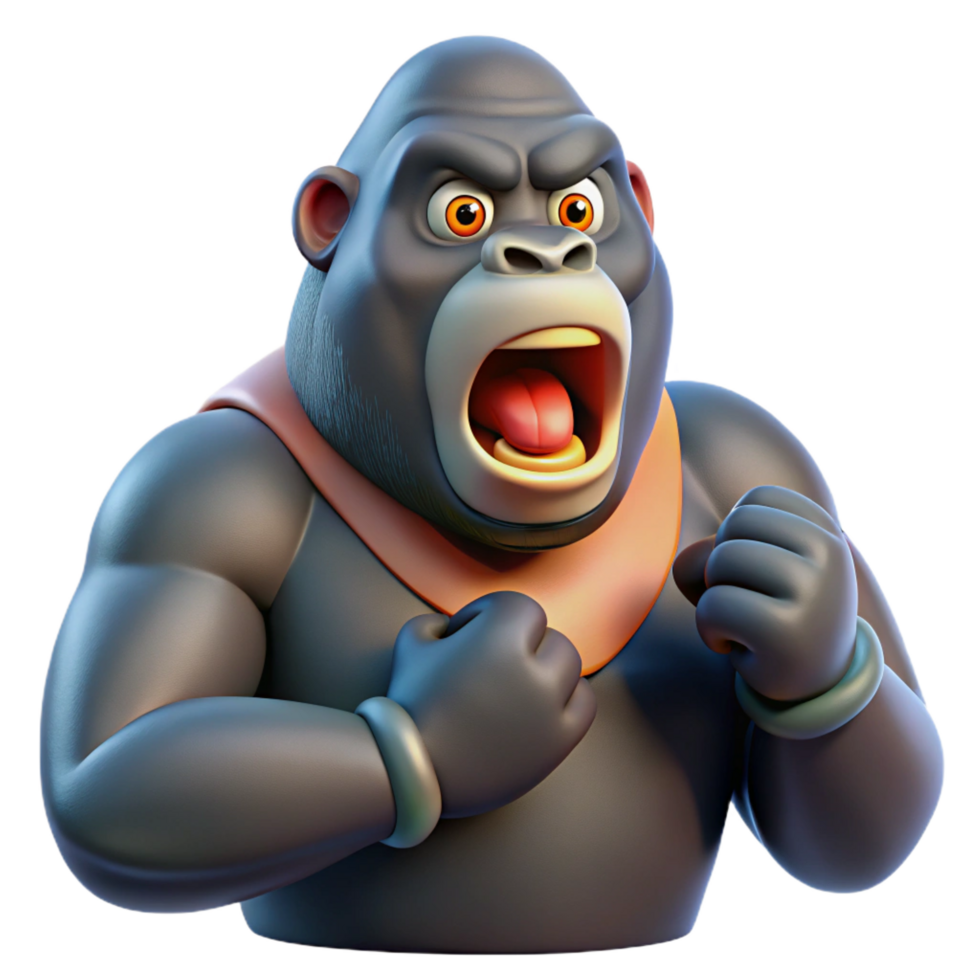 dramatic traditional A gorilla beating its chest authentic png