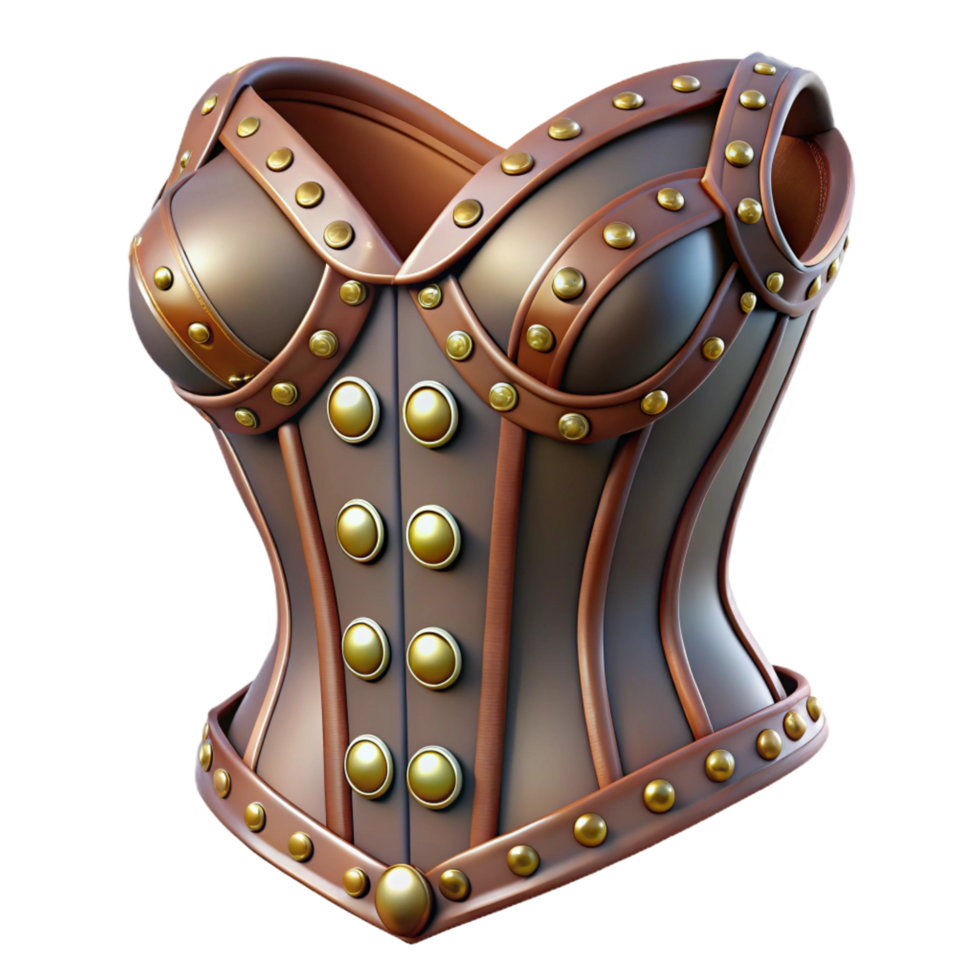 magnificent modern Steampunk corset with intricate lacing and metallic rivets high resolution png