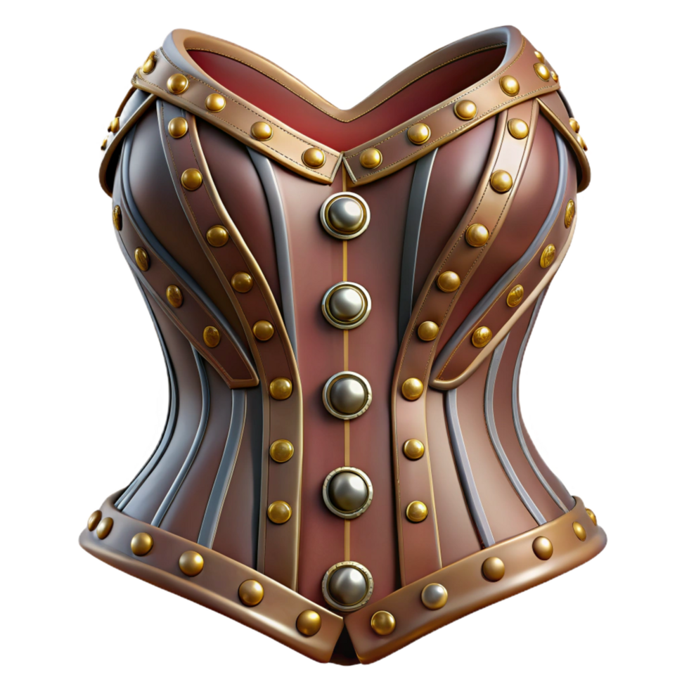 beautiful vintage Steampunk corset with intricate lacing and metallic rivets original png