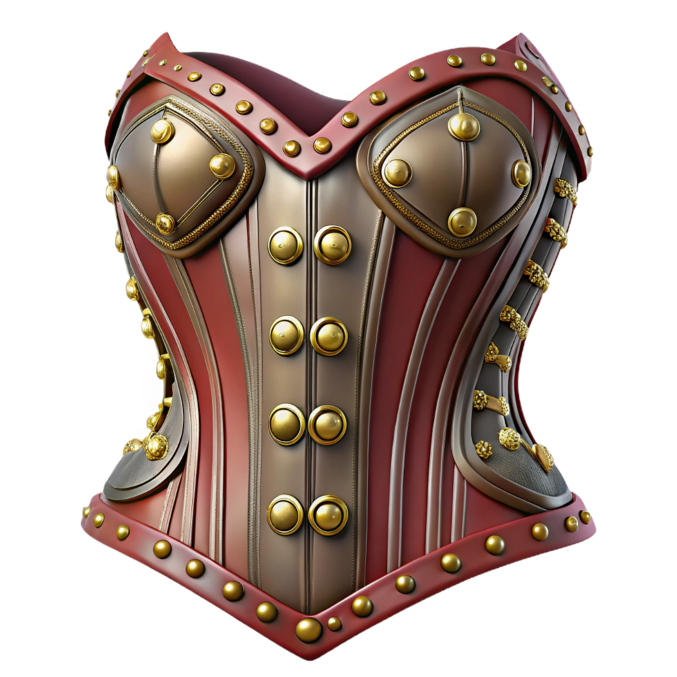 serene creative Steampunk corset with intricate lacing and metallic rivets exclusive png