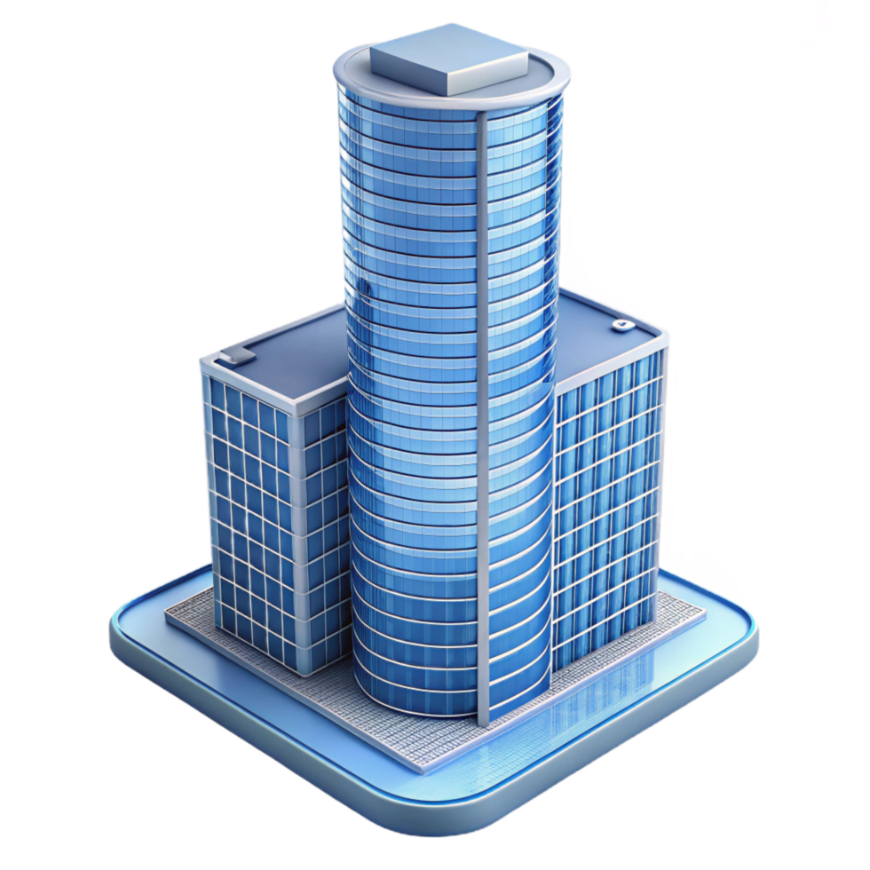 vibrant minimalist Modern skyscraper architectural model, authentic png