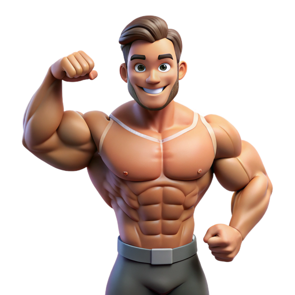 dramatic abstract Muscular bodybuilder flexing biceps, 4K png