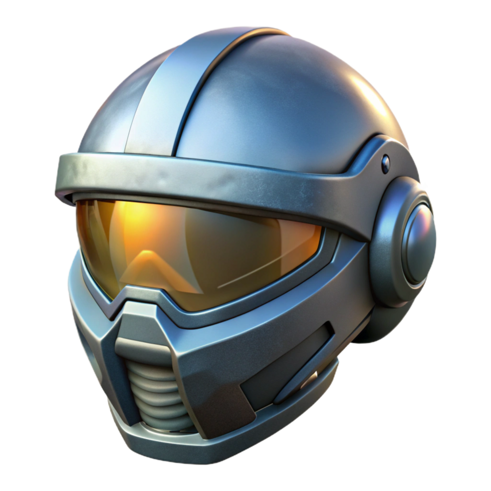 elegant creative Futuristic soldier helmet, visor down, scratched and worn original png