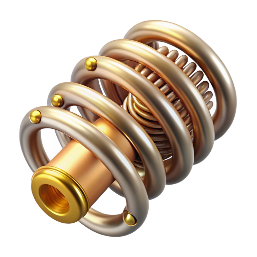 wonderful modern Steampunk spring with intricate coils and brass embellishments detailed png