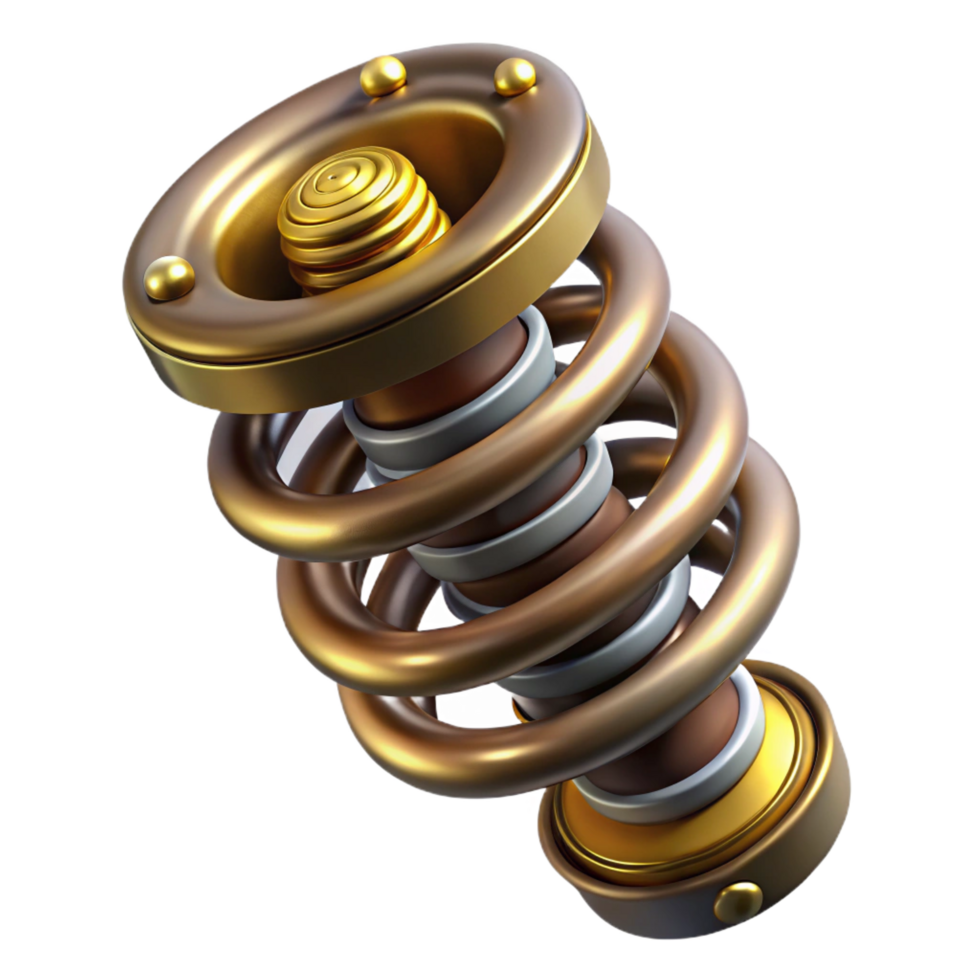dramatic minimalist Steampunk spring with intricate coils and brass embellishments exclusive png