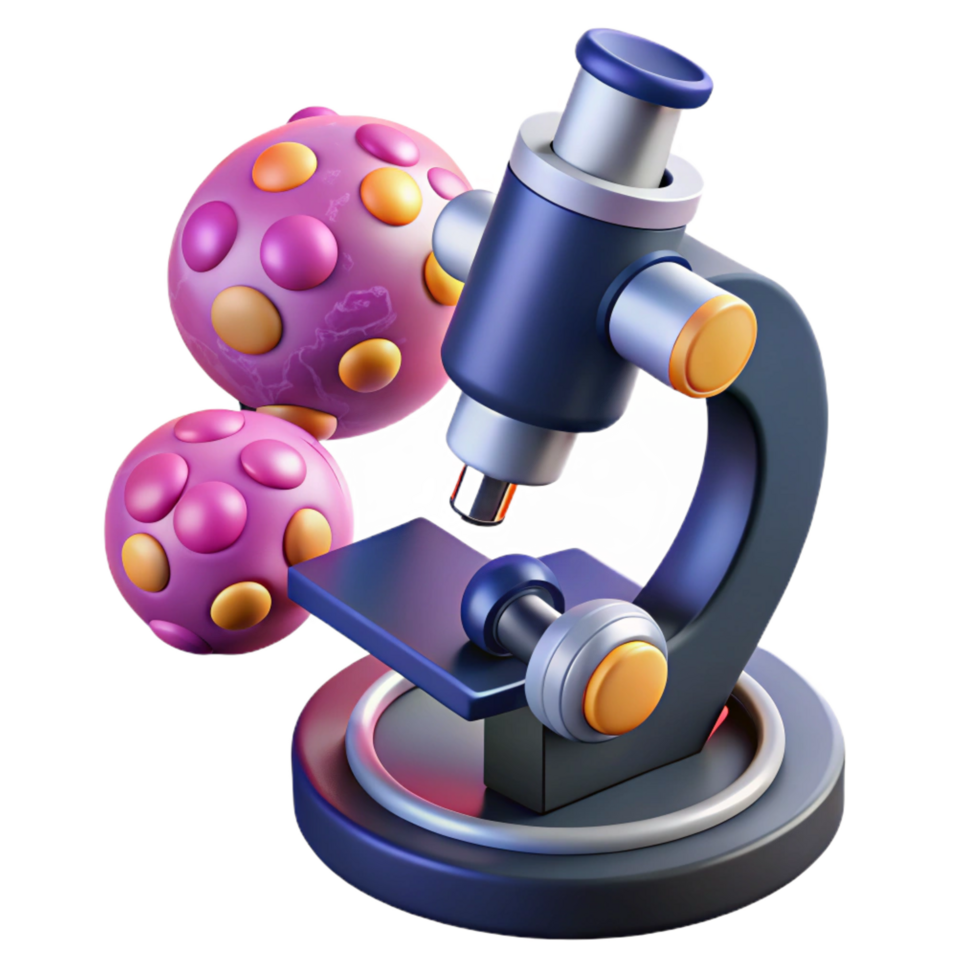 vibrant minimalist Microscope magnifying cells professional png