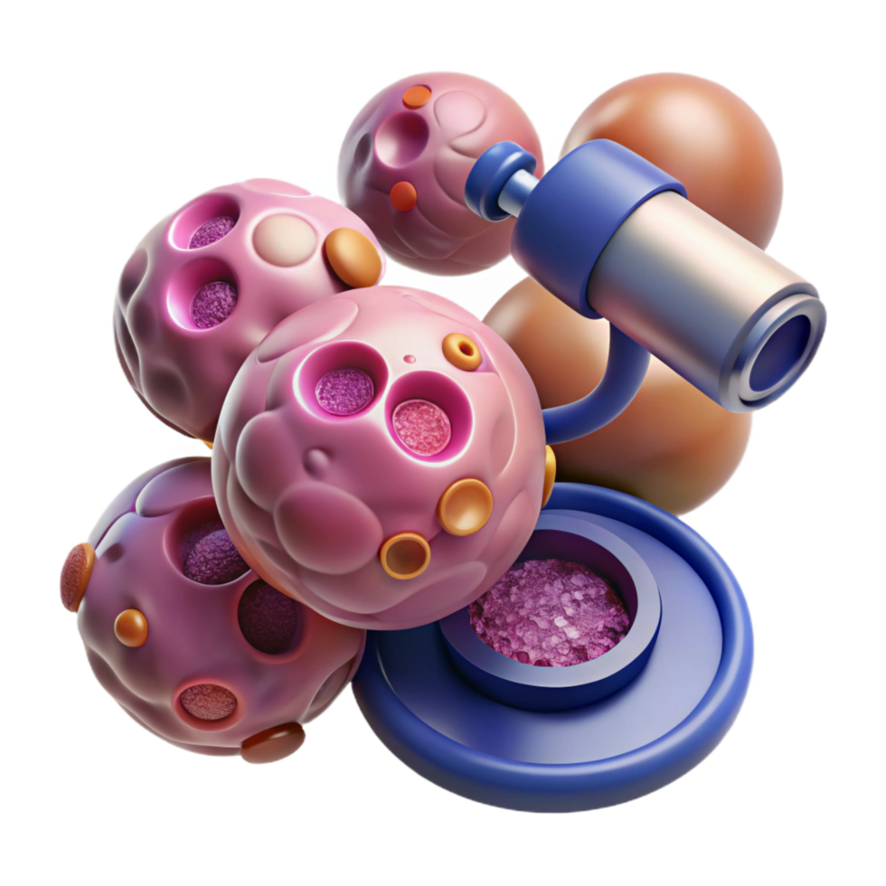 elegant artistic Microscope magnifying cells 4K png