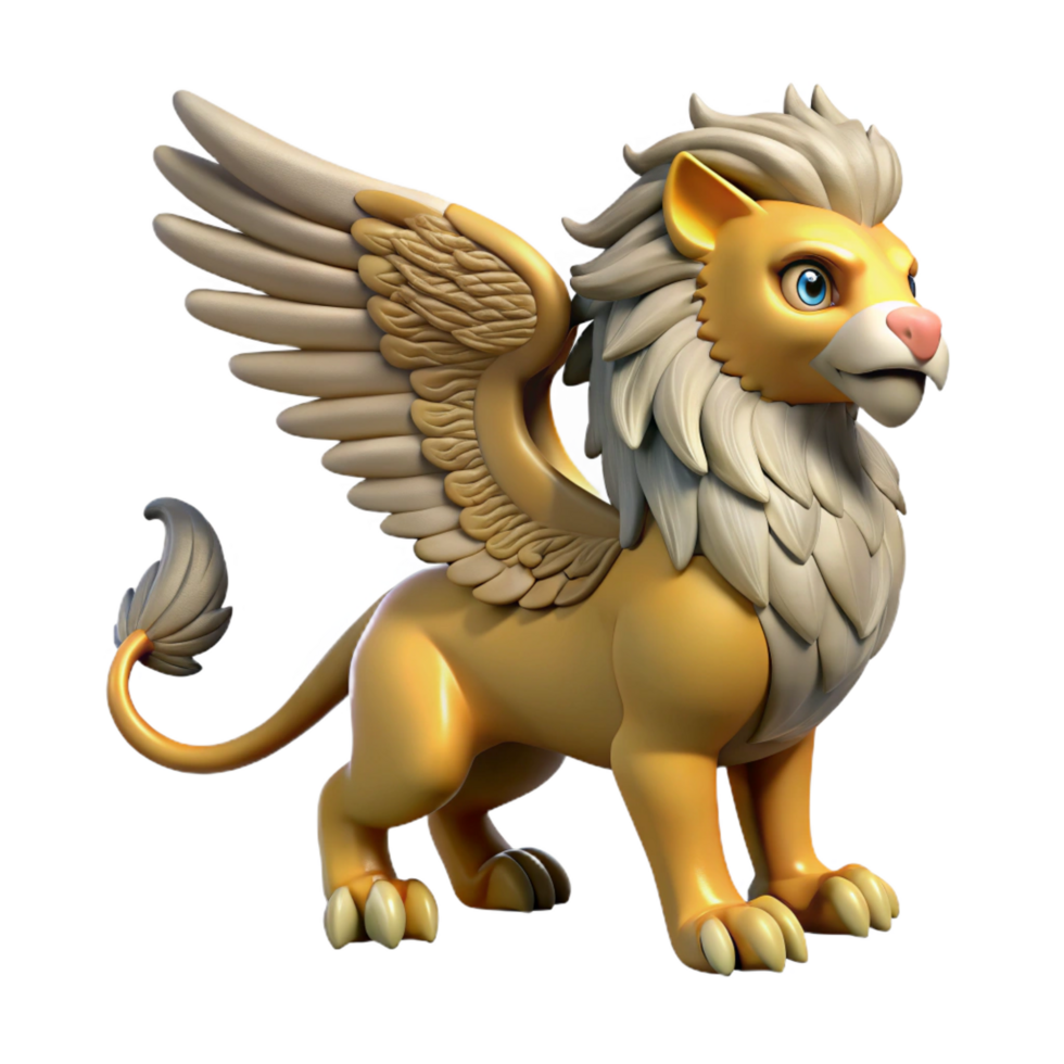 stunning minimalist Griffin, mythical creature, lion body, eagle head and wings, high resolution png