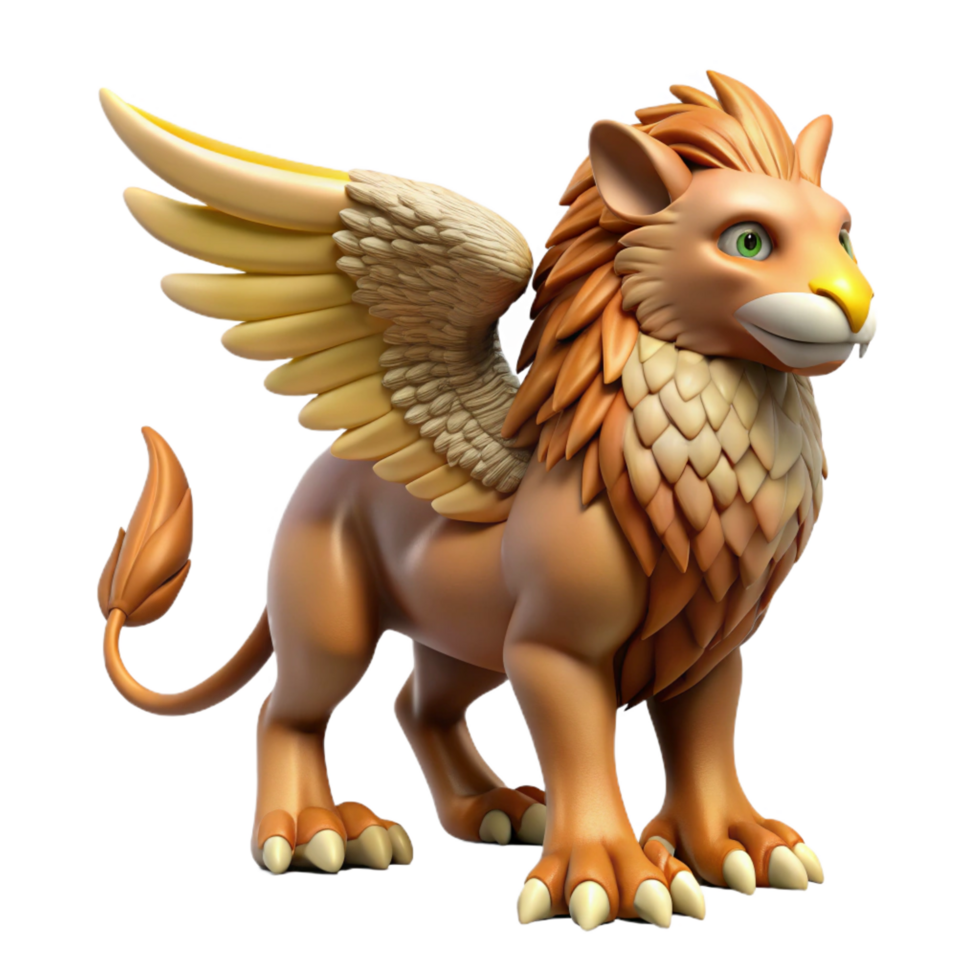 impressive abstract Griffin, mythical creature, lion body, eagle head and wings, 4K png