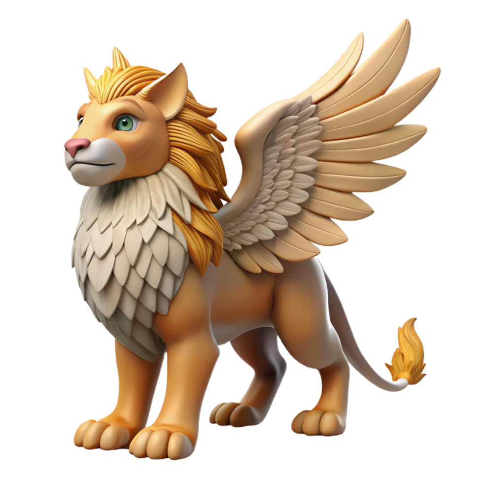 dramatic vintage Griffin, eagle-lion hybrid, majestic wings high quality png