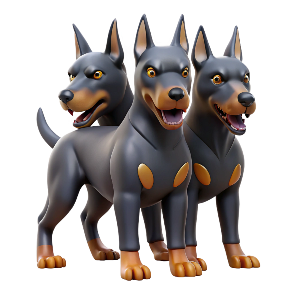 vibrant abstract Cerberus, three-headed dog of Hades high resolution png