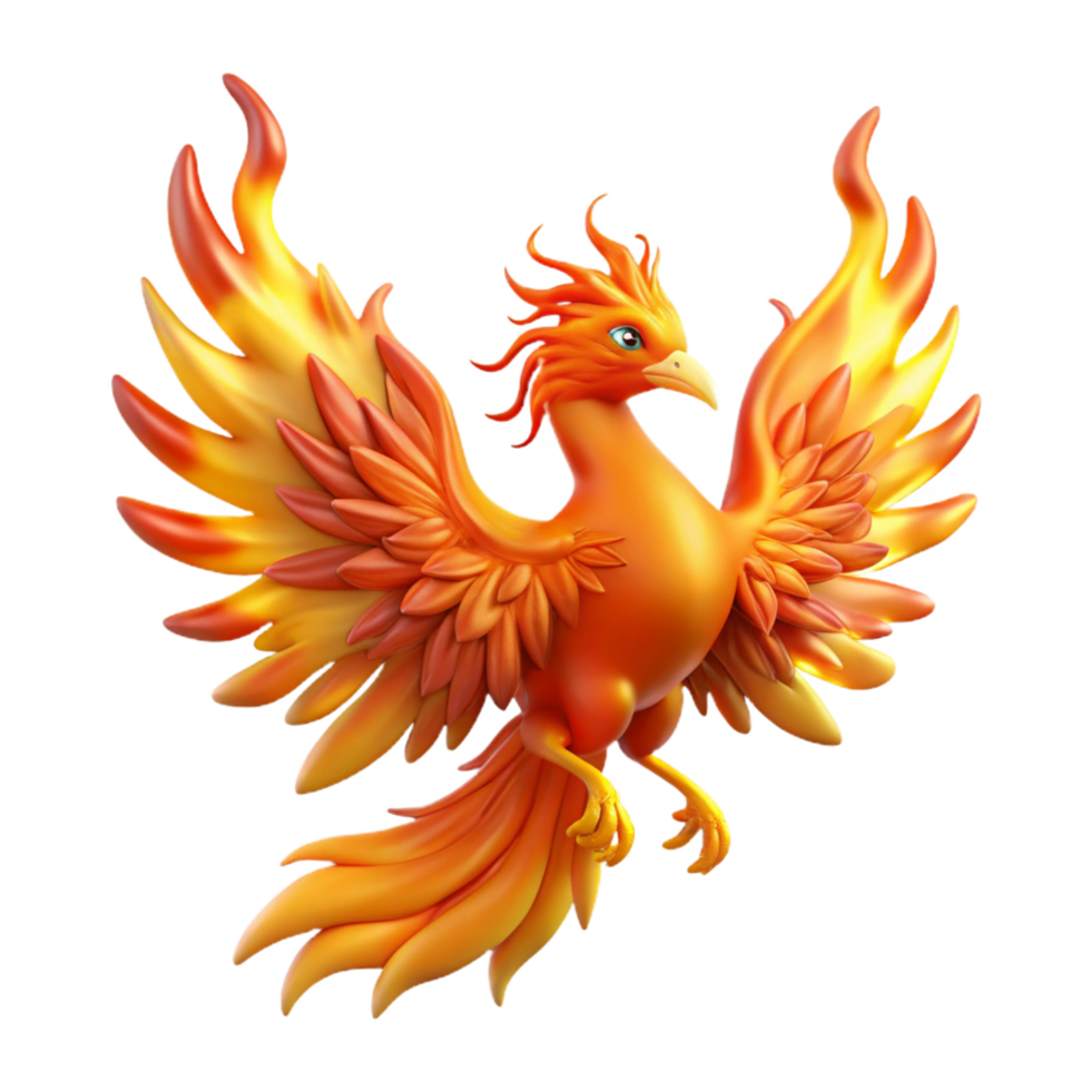 extraordinary rustic Phoenix, mythical firebird, engulfed in flames professional png