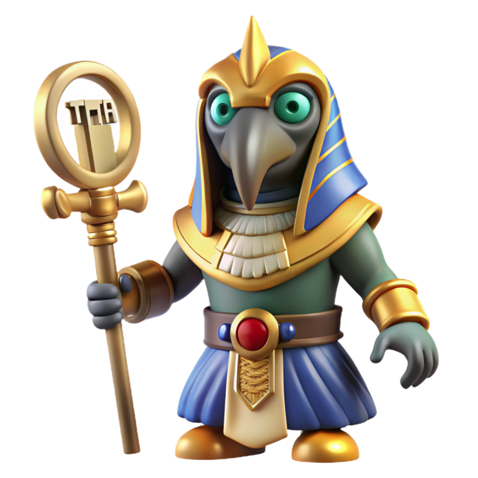 elegant creative Thoth, Egyptian god of writing and knowledge, with an ibis head high resolution png