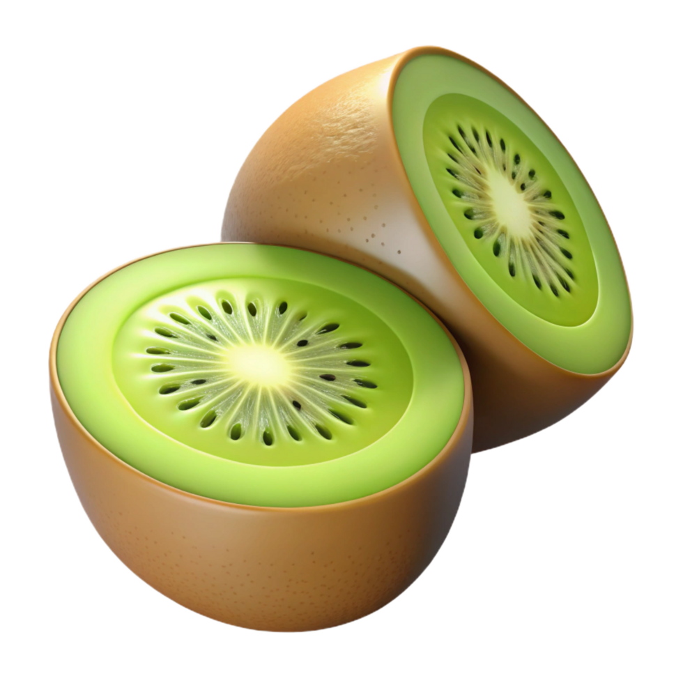 extraordinary classic Ripe kiwi fruit cut in half detailed png
