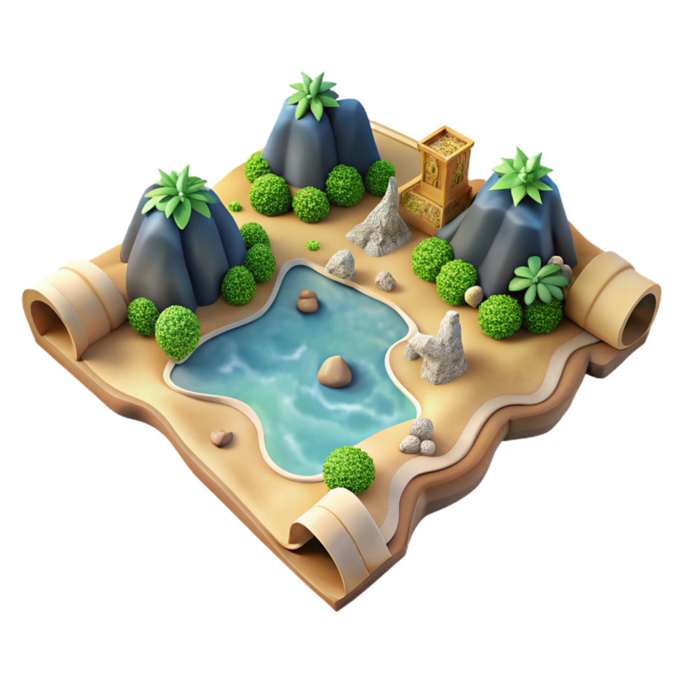 magnificent creative A single, ancient map, showing a mythical land premium png