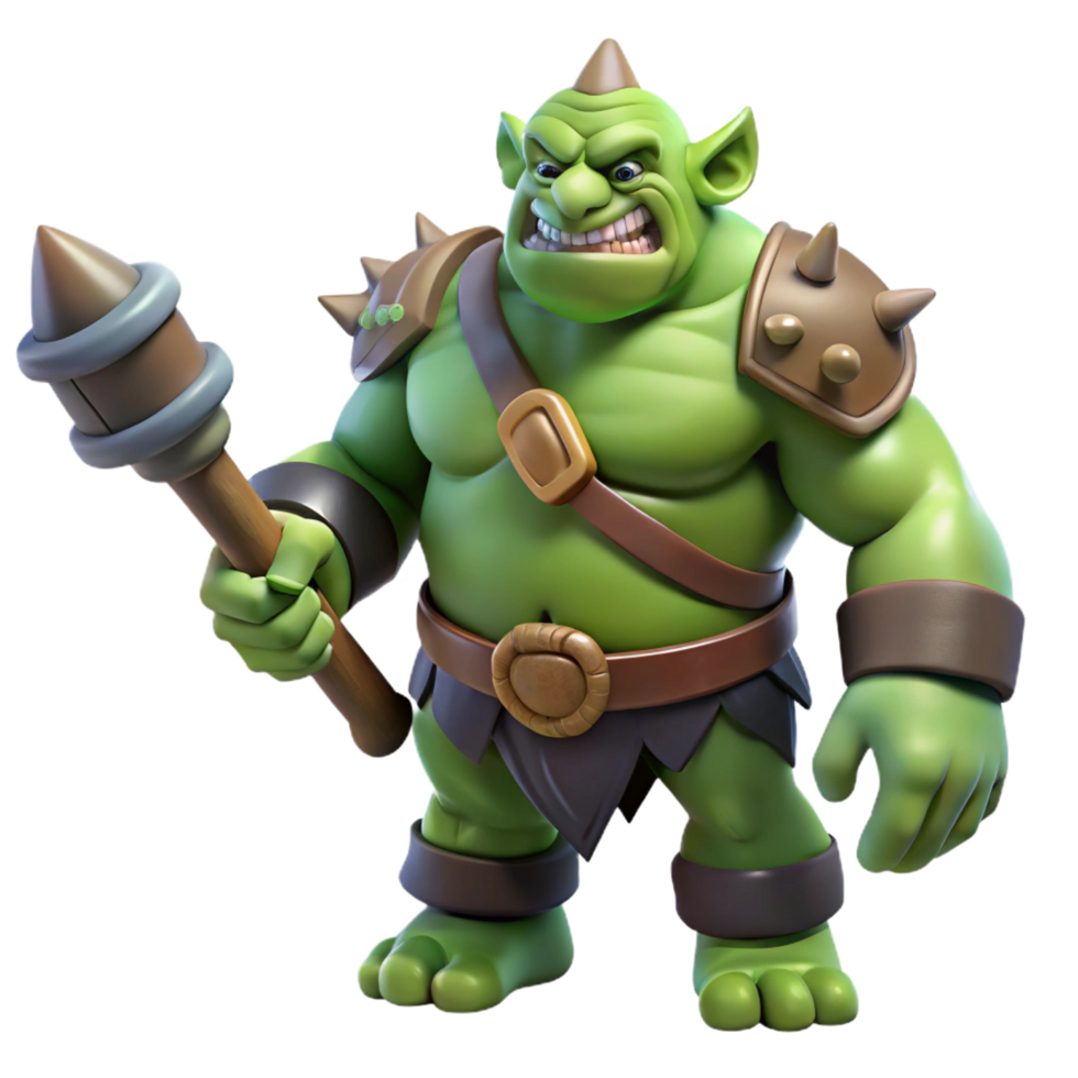 wonderful rustic A fierce ogre, wielding a giant club premium png