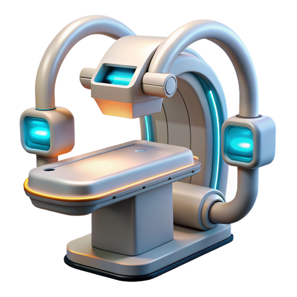 elegant traditional Advanced medical scanner with flexible robotic arms and glowing probes premium png