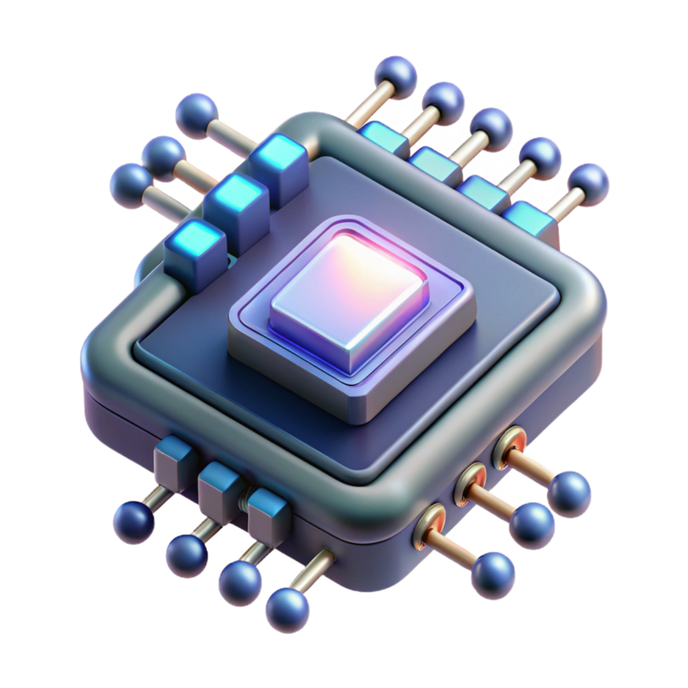 vibrant artistic Futuristic data chip with intricate circuitry and glowing nodes genuine png