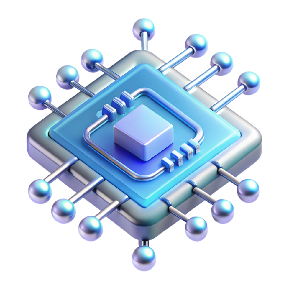 beautiful creative Futuristic data chip with intricate circuitry and glowing nodes high resolution png