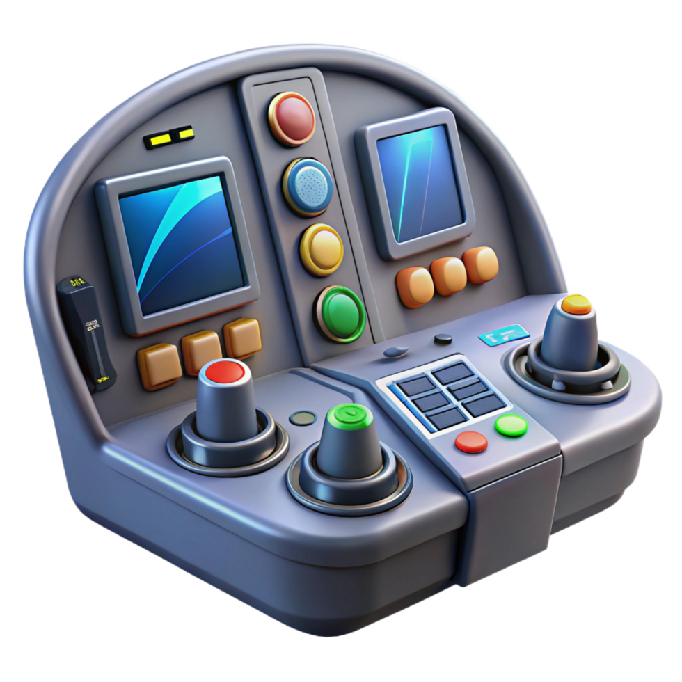 magnificent traditional Spaceship cockpit control panel with illuminated buttons and displays original png