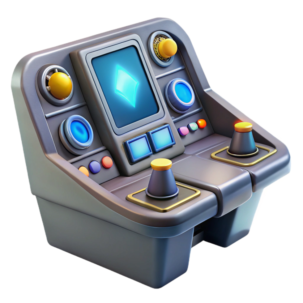 serene classic Spaceship cockpit control panel with illuminated buttons and displays high quality png