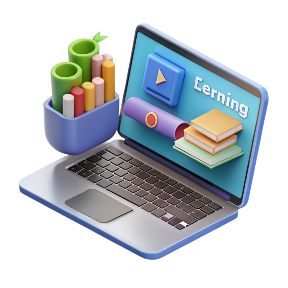 stunning modern E-learning platform on a laptop screen 4K png