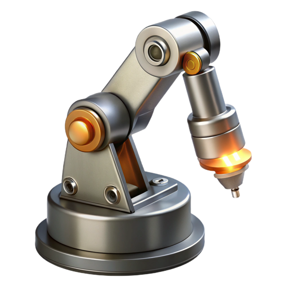 serene creative Manufacturing technology robotic arm welding metal 4K png