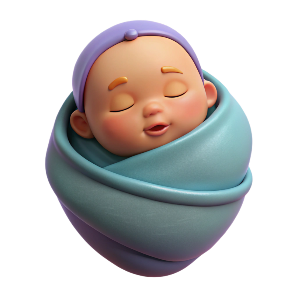 impressive creative Sleeping baby wrapped in a blanket, 4K png