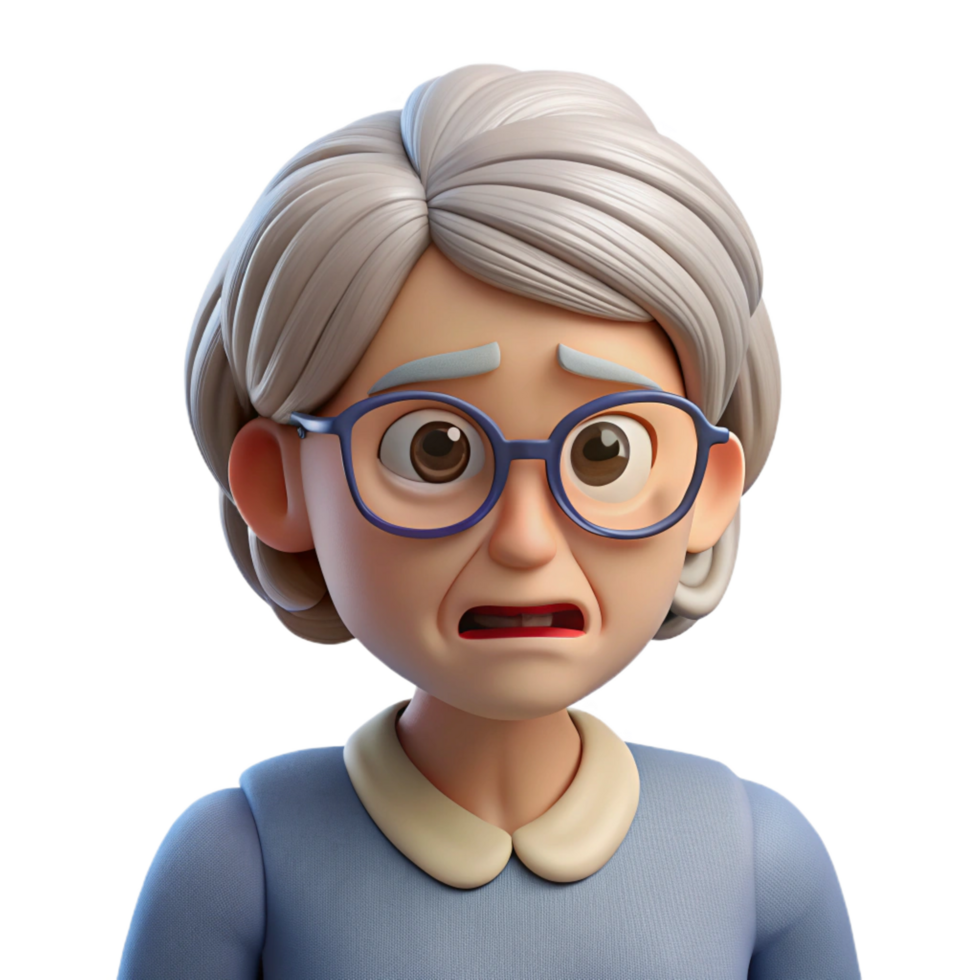 magnificent abstract Confused senior woman wearing glasses, exclusive png