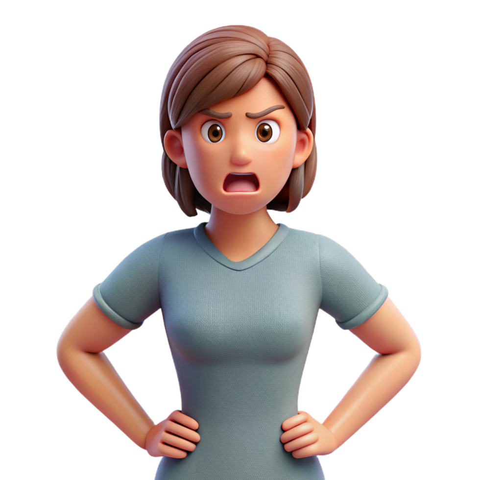 impressive traditional Frustrated young woman with hands on hips, high resolution png