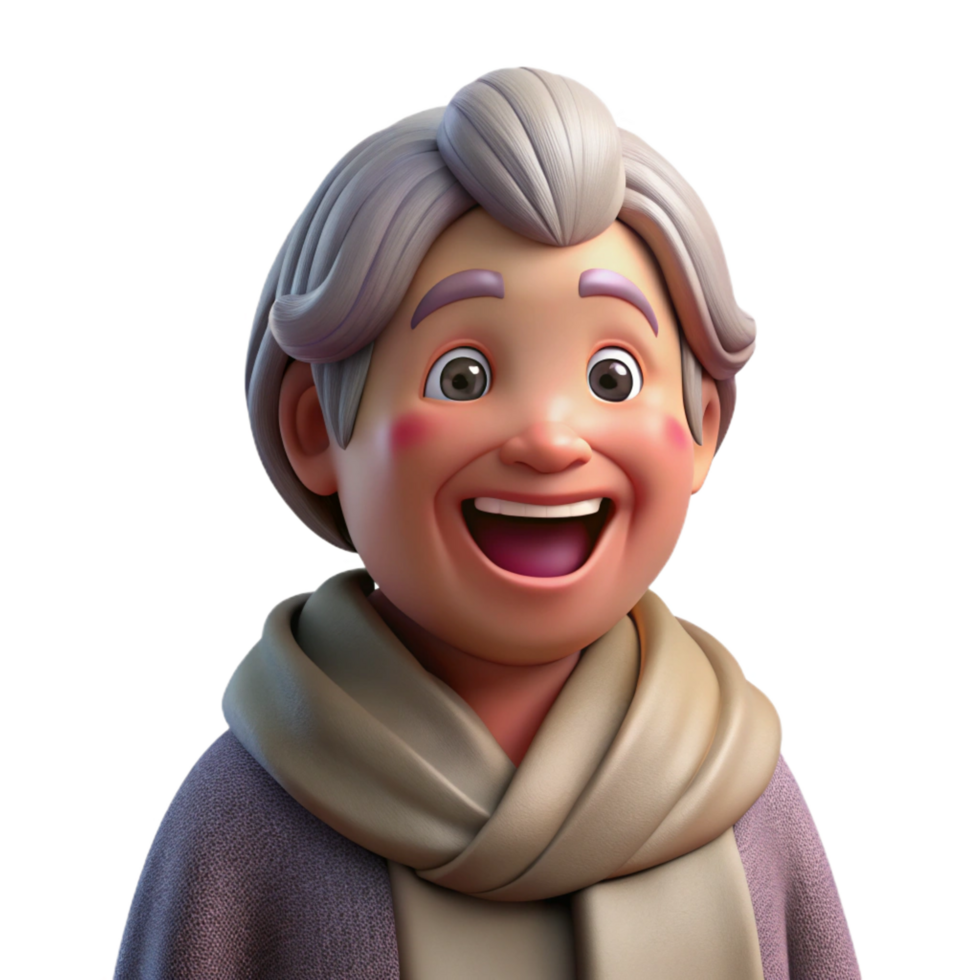 stunning abstract Laughing elderly woman with a shawl, detailed png