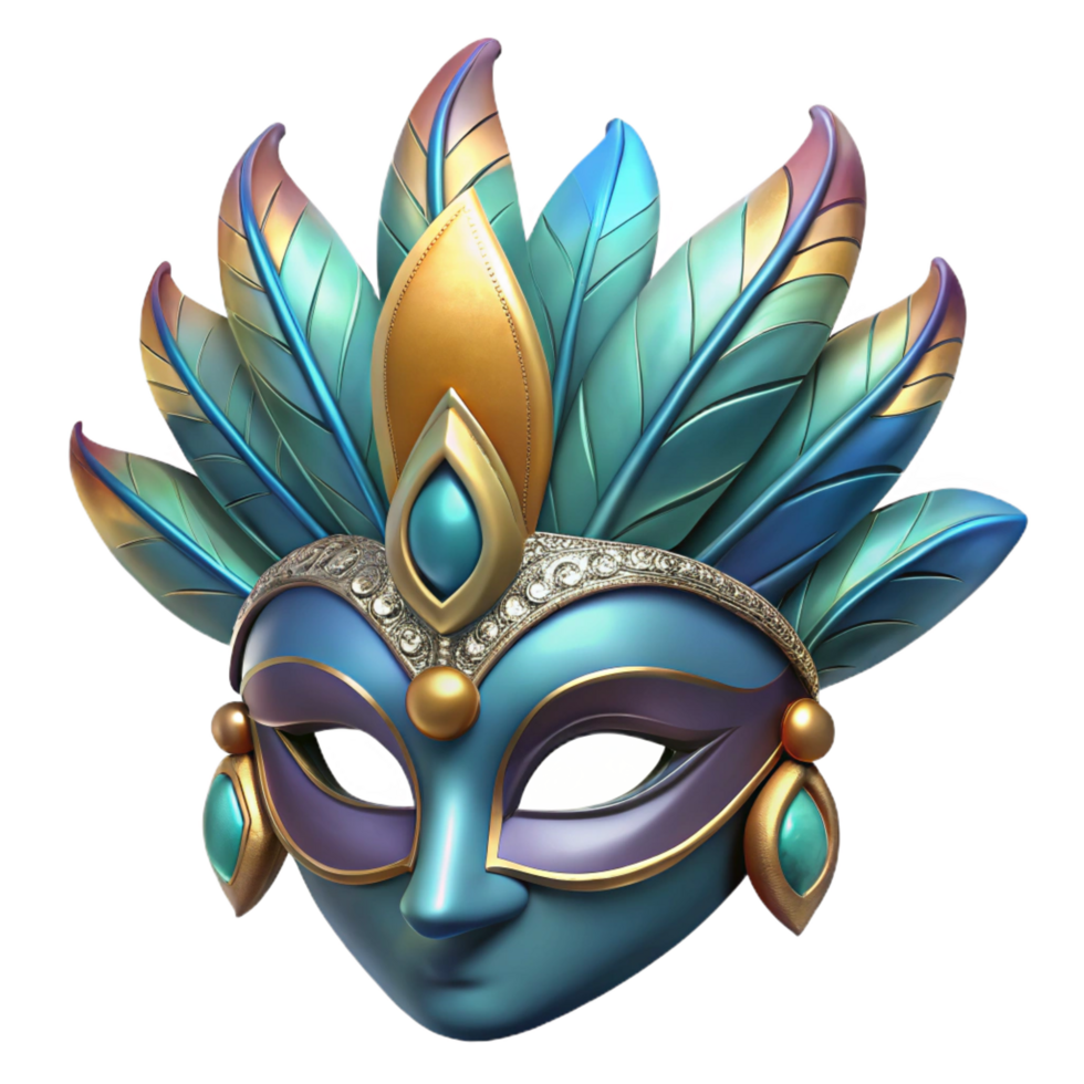 beautiful abstract Single, fantasy mask, feathered and jeweled detailed png