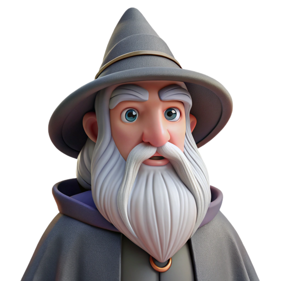 elegant artistic A wise old wizard with a long white beard high resolution png